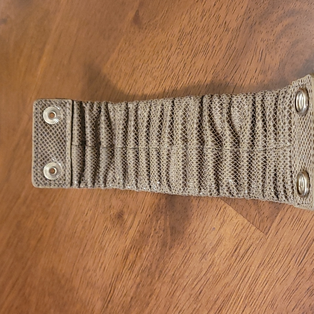 .Faux leather bracelet.  Snap closure,  8 inches,  silver metal studs. - Picture 3 of 6